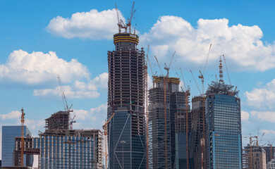 Riyadh, Saudi Arabia, KSA - June 18, 2013 buildings being constructed in the new King Abdullah...