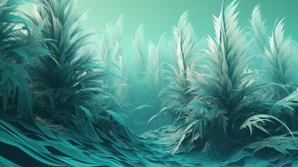 Tropical abstract background in shades of green and turquoise
