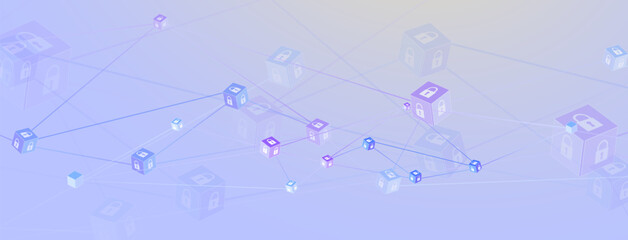 internet digital security technology concept for business background. Lock on circuit board