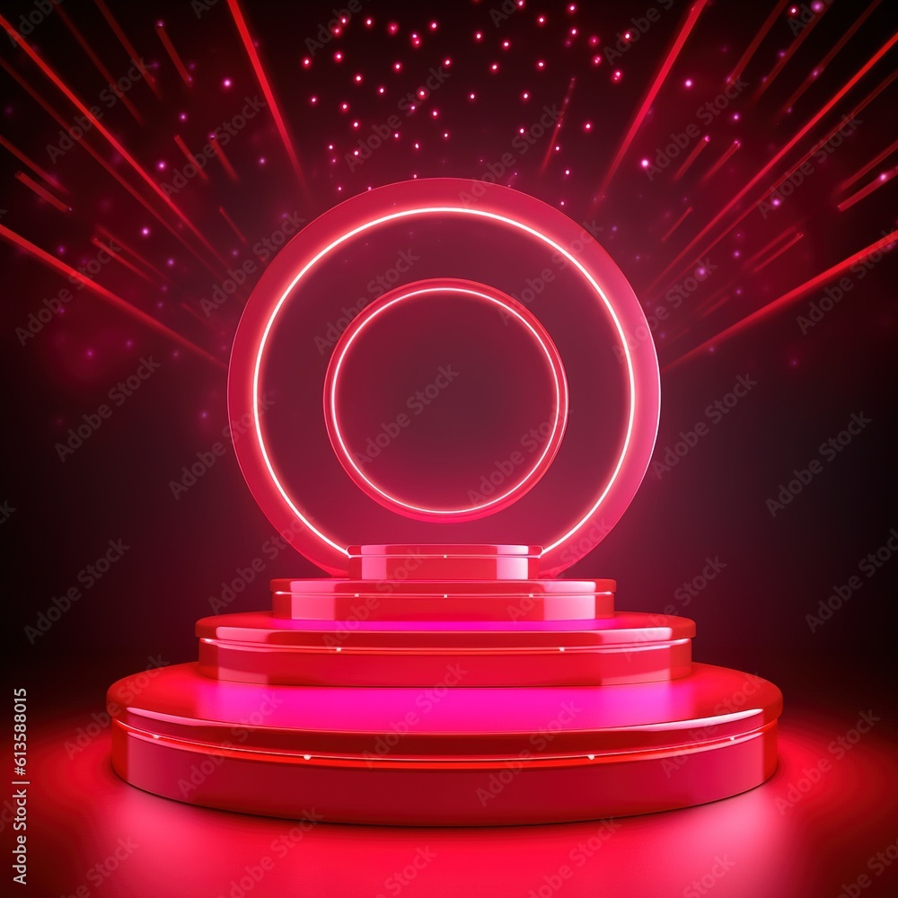Canvas Prints stage with spotlight. stage podium with neon light. generative ai