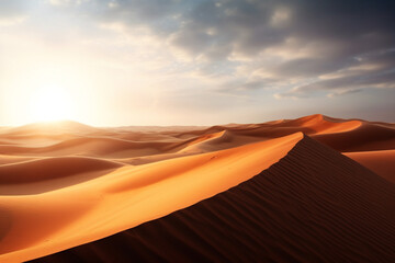 Fototapeta na wymiar Desert sand dune landscape with sunlight Generative AI