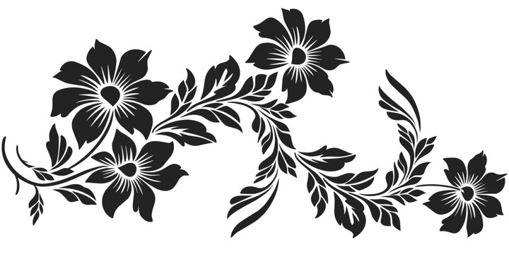 black and white floral stencil ornament vector design