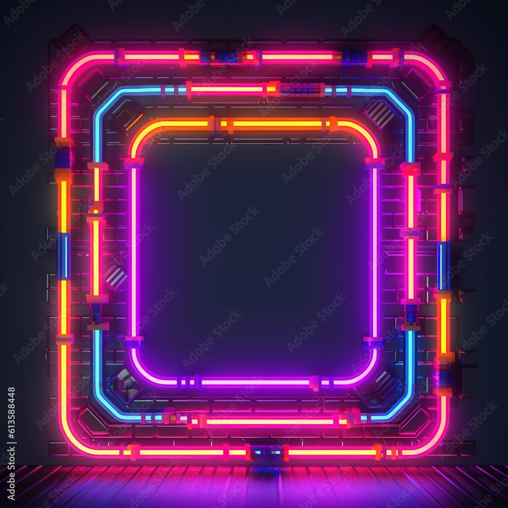 Canvas Prints glowing sign with glowing lights. colorful neon frame design. generative ai