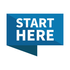 Start Here In Blue Duo Color And Rectangle Ribbon Shape For Advertising
