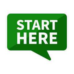 Start Here In Green Duo Color And Rectangle Shape For Advertisement
