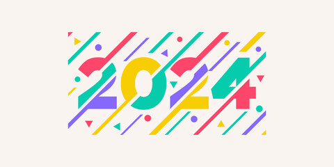 2024 Happy New Year logo design vector. colorful and trendy new year 2024 design template.