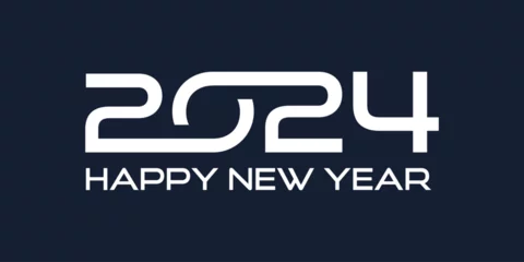 Fotobehang 2024 Happy New Year logo design vector. trendy new year 2024 design template. © gemilang