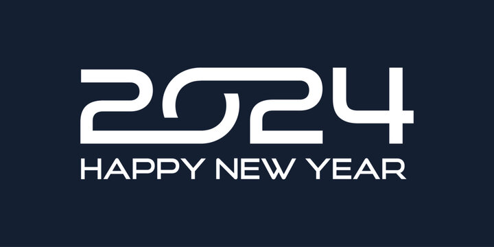 2024 Happy New Year logo design vector. trendy new year 2024 design template.
