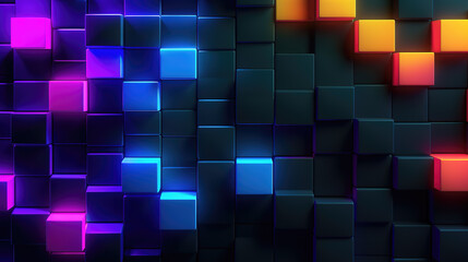 pixel inspired modern office cubes in colors, wallpaper design, ai generated image