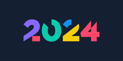 2024 Happy New Year logo design vector. colorful and trendy new year 2024 design template.