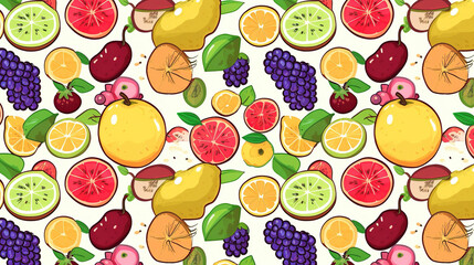 a vintage styled palette artwork of fruits and berries, ai generated image