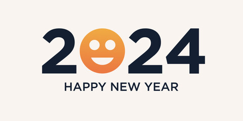 2024 Happy New Year logo design vector. trendy new year 2024 design template.