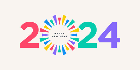 2024 Happy New Year logo design vector. colorful and trendy new year 2024 design template.