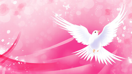 a wedding gift card illustration with a pigeon, love and peace, ai generated image