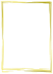 Watercolor rectangle vertical thin golden frame. Copy space. Vector illustration. Isolated on white background