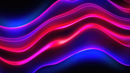 Fototapeta premium big neon light lines, wave wallpaper, ai generated image