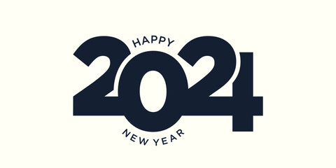 2024 Happy New Year logo design vector. trendy and interconnected new year 2024 design template.