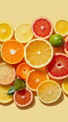 Fototapeta na wymiar Pattern of slices citrus fruit of lemons,oranges,grapefruit. generative ai