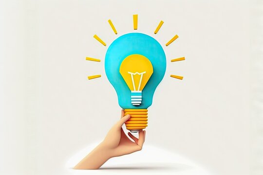 Idea concept with hand holding light bulb