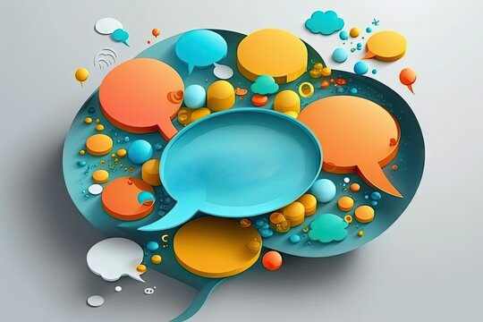 Speech bubbles in abstract background. Communication concept