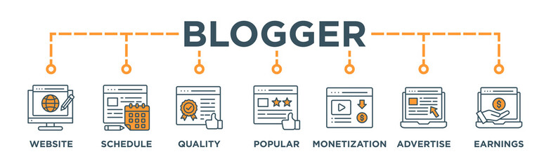 Blogger banner web icon vector illustration concept	