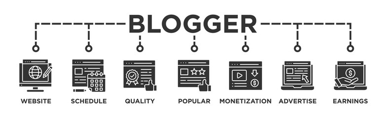 Blogger banner web icon vector illustration concept	