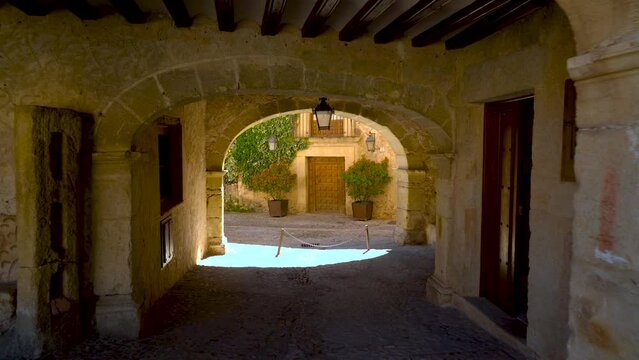 Street of European medieval town, from the medieval town of Pedraza, Castilla y Leon, Spain.