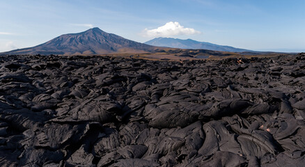 dry lava from an erupting volcano in high definition
