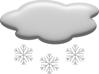 Snow and clouds icon. Weather news, 3D illustration. Weather seasons forecast symbols