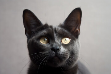 Obraz premium Portrait of the cute cat staring. Beautiful kitten looking deep. Generated AI.