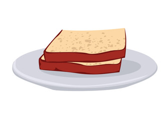 Slices of fresh bread on a plate. Isolated image. Vector image for prints, poster and illustrations.