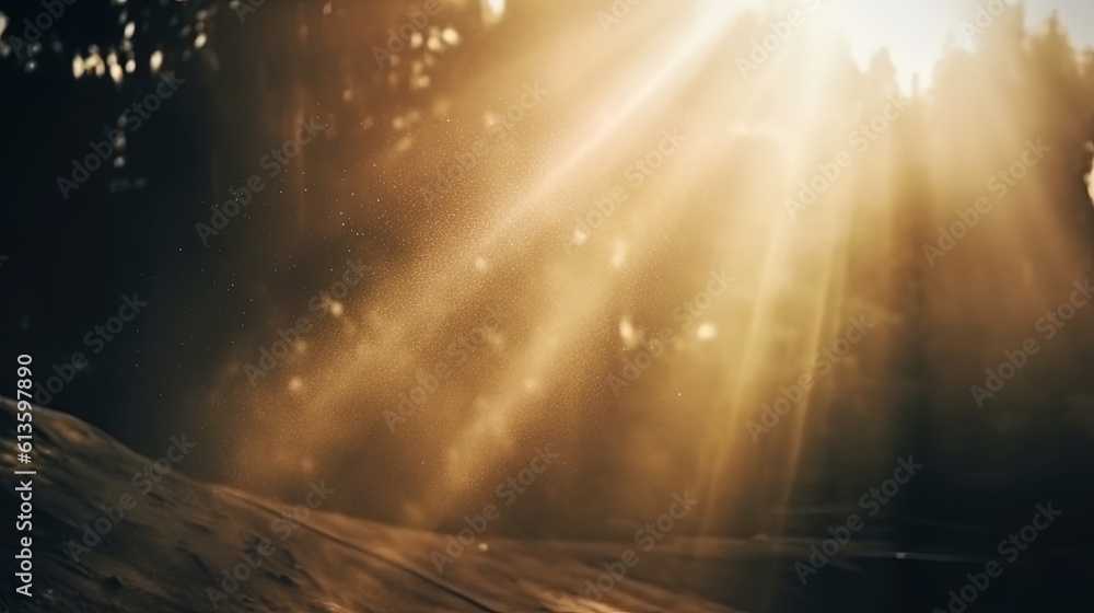 Poster Dust rays background. God rays in the textured air. Generated AI.