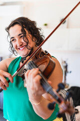 Elegant Melodies: Accomplished Violinist Showcasing Musical Artistry at Home