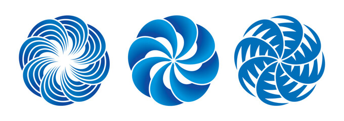 Abstract emblem set. Fan, blades