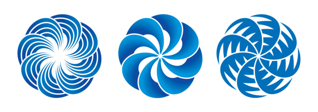 Abstract emblem set. Fan, blades