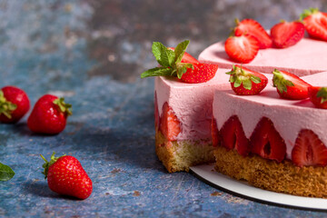 Strawberry cake. Menu concept
