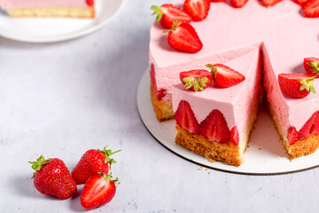 Strawberry cake. Menu concept