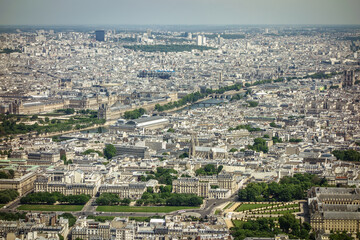 Fototapeta na wymiar Aerial view of Paris from the Eifel tower, Paris, May 2014