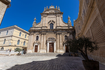 Obraz premium MONOPOLI, ITALY, JULY 11, 2022 - Monopoli's Cathedral known as Most Holy Basilica of the Madia in Monopoli, Province of Bari, Puglia, Italy