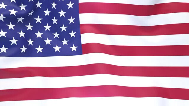 US American flag blowing. Animation of United States flag waving in the wind. 3D rendering.