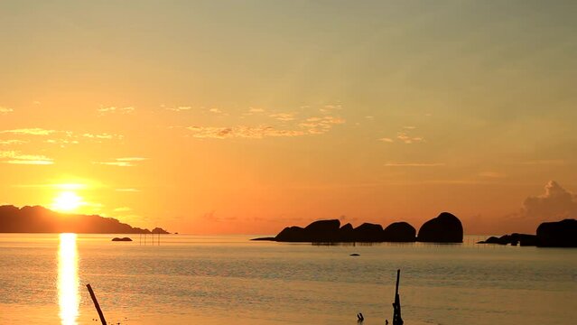 Natural view of the sunrise on the beach