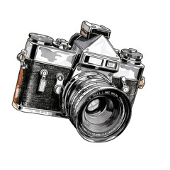  a camera drawing isolated on white background