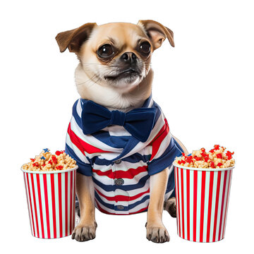  A Dapper Small Dog Posing Next To Two Buckets