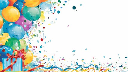 Background with Bubbles - Cheerful Birthday Card with Blank Sign, Confetti Explosion, and Festive Elements, Generative AI