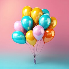 Colorful Balloons isolated on pink Background - Colorful Balloons: Vibrant and Versatile Image with Space for Text, Generative AI