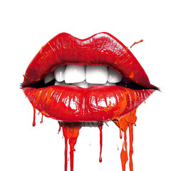  a woman's bloody lips in a horror-themed makeup look