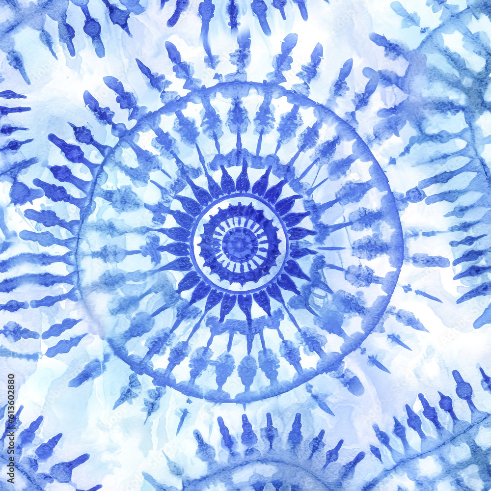 Aufkleber he created a pattern of blue tie-dye using generative ai.