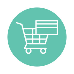 Safe shopping line icon. Isolated vector element.