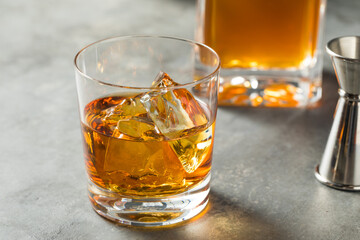 Boozy Refreshing Bourbon Whiskey on the Rocks