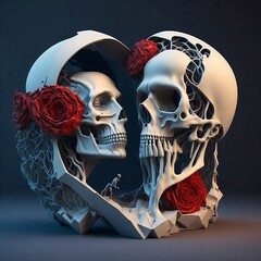 "Eternal Embrace: Skeletons Locked in Love"